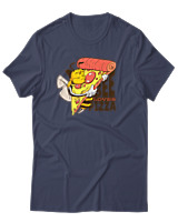 T-Shirt Αντρικό - Bee Loves Pizza - Color Thumbnail Μπλε Γκρι