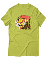 T-Shirt Αντρικό - Bee Loves Pizza - Color Thumbnail Λαχανί