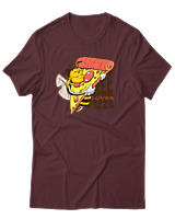 T-Shirt Αντρικό - Bee Loves Pizza - Color Thumbnail Μπορντό