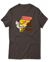 T-Shirt Αντρικό - Bee Loves Pizza - Color Thumbnail Καφέ