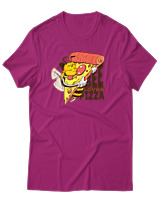 T-Shirt Αντρικό - Bee Loves Pizza - Color Thumbnail Φουξια