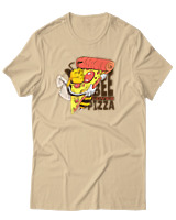 T-Shirt Αντρικό - Bee Loves Pizza - Color Thumbnail Μπεζ