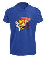 T-Shirt Fit Αντρικό - Bee Loves Pizza - Color Thumbnail Μπλε Ρουά