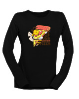 Μακρυμάνικο Μακό Γυναικείο - Bee Loves Pizza - Color Thumbnail Μαύρο
