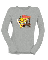 Μακρυμάνικο Μακό Γυναικείο - Bee Loves Pizza - Color Thumbnail Γκρι Μελανζέ