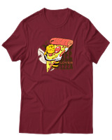 T-Shirt  Γυναικείο - Bee Loves Pizza - Color Thumbnail Σκούρο Κόκκινο