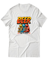 T-Shirt Αντρικό - Beer Time To Drink - Color Thumbnail Άσπρο