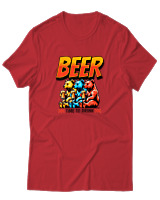 T-Shirt Αντρικό - Beer Time To Drink - Color Thumbnail Κόκκινο