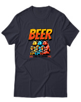 T-Shirt Αντρικό - Beer Time To Drink - Color Thumbnail Σκούρο Μπλε