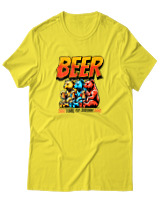 T-Shirt Αντρικό - Beer Time To Drink - Color Thumbnail Κίτρινο
