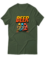 T-Shirt Αντρικό - Beer Time To Drink - Color Thumbnail Κυπαρισσί