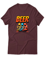 T-Shirt Αντρικό - Beer Time To Drink - Color Thumbnail Μπορντό