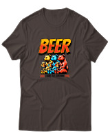 T-Shirt Αντρικό - Beer Time To Drink - Color Thumbnail Καφέ