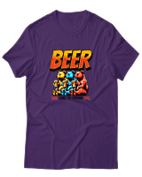 T-Shirt Αντρικό - Beer Time To Drink - Color Thumbnail Σκούρο Μωβ
