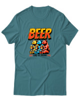 T-Shirt Αντρικό - Beer Time To Drink - Color Thumbnail Μπλε Πράσινο