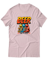 T-Shirt Αντρικό - Beer Time To Drink - Color Thumbnail Απαλό Ροζ