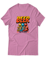 T-Shirt Αντρικό - Beer Time To Drink - Color Thumbnail Ροζ
