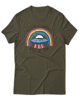 T-Shirt Αντρικό - Believe In Yourself And Alien - Color Thumbnail Χακί