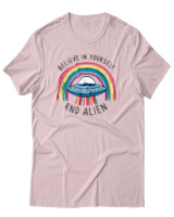 T-Shirt Αντρικό - Believe In Yourself And Alien - Color Thumbnail Απαλό Ροζ