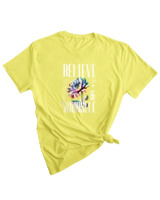 T-Shirt Woman Fashion Γυναικείο - Believe In Yourself - Color Thumbnail LIGHT YELLOW