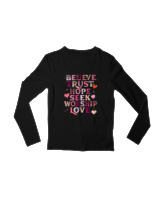 Μακρυμάνικο Μακό Παιδικό - Believe Trust Hope Seek Worship Love - Color Thumbnail Μαύρο
