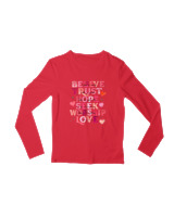 Μακρυμάνικο Μακό Παιδικό - Believe Trust Hope Seek Worship Love - Color Thumbnail Κόκκινο