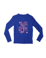 Μακρυμάνικο Μακό Παιδικό - Believe Trust Hope Seek Worship Love - Color Thumbnail Μπλε Ρουά
