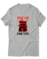 T-Shirt Αντρικό - Best Cat Dad - Color Thumbnail Γκρι Μελανζέ