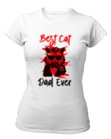 T-Shirt Στενή Γραμμή - Best Cat Dad - Color Thumbnail ΄Ασπρο
