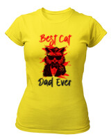 T-Shirt Στενή Γραμμή - Best Cat Dad - Color Thumbnail Κίτρινο