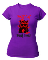 T-Shirt Στενή Γραμμή - Best Cat Dad - Color Thumbnail Σκούρο Μωβ