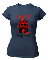 T-Shirt Στενή Γραμμή - Best Cat Dad - Color Thumbnail Σκούρο Μπλε