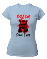T-Shirt Στενή Γραμμή - Best Cat Dad - Color Thumbnail Γαλάζιο