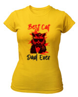 T-Shirt Στενή Γραμμή - Best Cat Dad - Color Thumbnail Χρυσό Κίτρινο