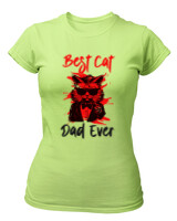 T-Shirt Στενή Γραμμή - Best Cat Dad - Color Thumbnail Λαχανί