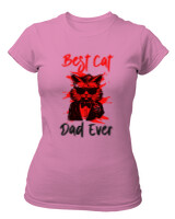 T-Shirt Στενή Γραμμή - Best Cat Dad - Color Thumbnail Ροζ
