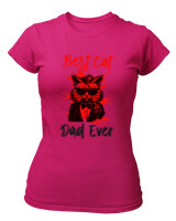 T-Shirt Στενή Γραμμή - Best Cat Dad - Color Thumbnail Φουξια