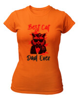 T-Shirt Στενή Γραμμή - Best Cat Dad - Color Thumbnail Πορτοκαλί