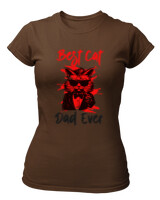 T-Shirt Στενή Γραμμή - Best Cat Dad - Color Thumbnail Καφέ