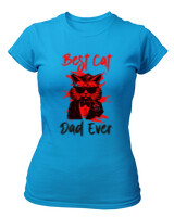 T-Shirt Στενή Γραμμή - Best Cat Dad - Color Thumbnail Τιρκουάζ