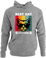 Φούτερ με κουκούλα - Best Cat Dad Ever - Color Thumbnail Γκρι Μελανζέ