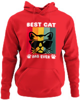 Φούτερ με κουκούλα - Best Cat Dad Ever - Color Thumbnail Κόκκινο