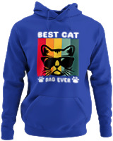 Φούτερ με κουκούλα - Best Cat Dad Ever - Color Thumbnail Μπλε Ρουά
