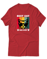 T-Shirt Αντρικό - Best Cat Dad Ever - Color Thumbnail Κόκκινο