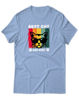 T-Shirt Αντρικό - Best Cat Dad Ever - Color Thumbnail Γαλάζιο