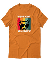 T-Shirt Αντρικό - Best Cat Dad Ever - Color Thumbnail Πορτοκαλί