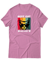 T-Shirt Αντρικό - Best Cat Dad Ever - Color Thumbnail Ροζ