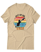 T-Shirt Αντρικό - Best Cat Dad - Color Thumbnail Μπεζ
