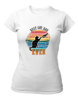 T-Shirt Στενή Γραμμή Γυναικείο - Best Cat Dad - Color Thumbnail ΄Ασπρο