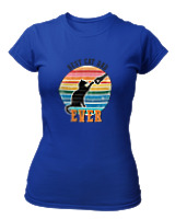T-Shirt Στενή Γραμμή Γυναικείο - Best Cat Dad - Color Thumbnail Μπλε Ρουά